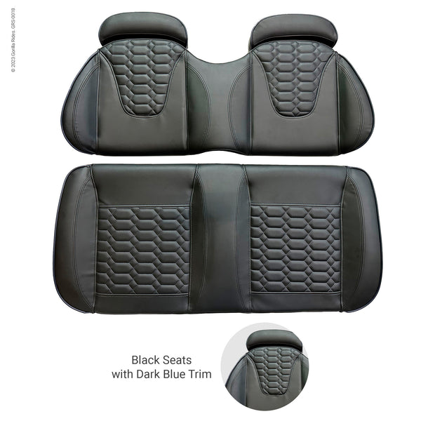 Middle Seat Set Black with Dark Blue Trim fits Six Passenger Gorilla Rides EV G Series, Venom D, G Wagon Model and Legion EV