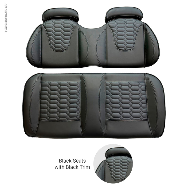 Middle Seat Set Black with Black Trim fits Six Passenger Gorilla Rides EV G Series, Venom D model and Legion EV