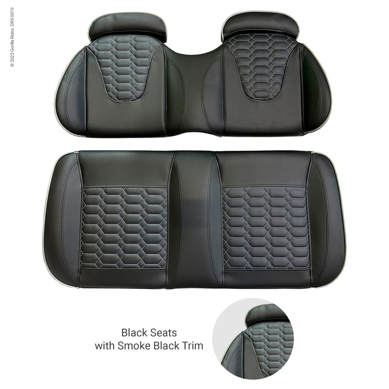 Middle Seat Set Black with Smoke Trim fits Six Passenger Gorilla Rides EV G Series, Venom D, G Wagon Model and Legion EV