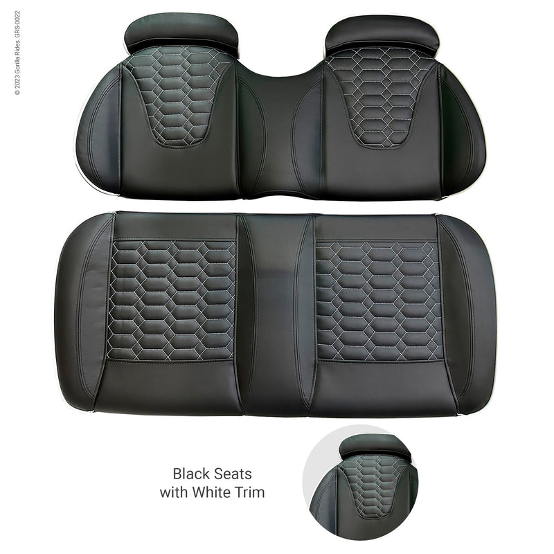 Middle Seat Set Black with White Trim fits Six Passenger Gorilla Rides EV G Series, Venom D model and Legion EV