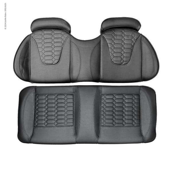 Front Seat Set Black with Black Trim fits Six Passenger Gorilla Rides EV G Series, Venom D and Legion EV