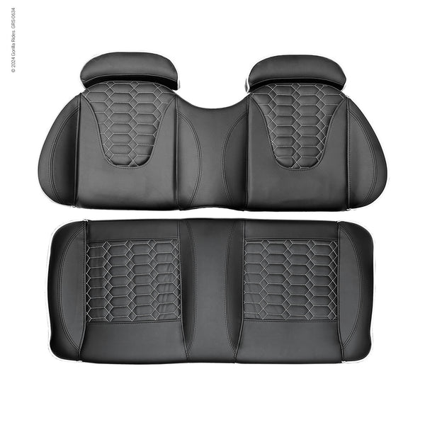 Front Seat Set Black with White Trim Six Passenger Fits Gorilla Rides EV G Series, Venom D, G Wagon and Legion EV