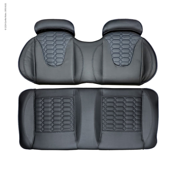 Front Seat Set Black with Dark Blue Trim fits Six Passenger Gorilla Rides EV G Series, Venom D, G Wagon Model and Legion EV