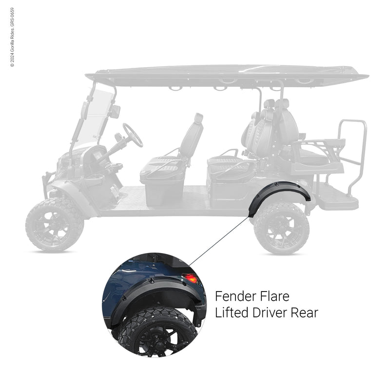 Golf Cart Fender Flare Lifted Driver Rear Fits Gorilla Rides EV G Series, Venom D, G Wagon and Legion EV