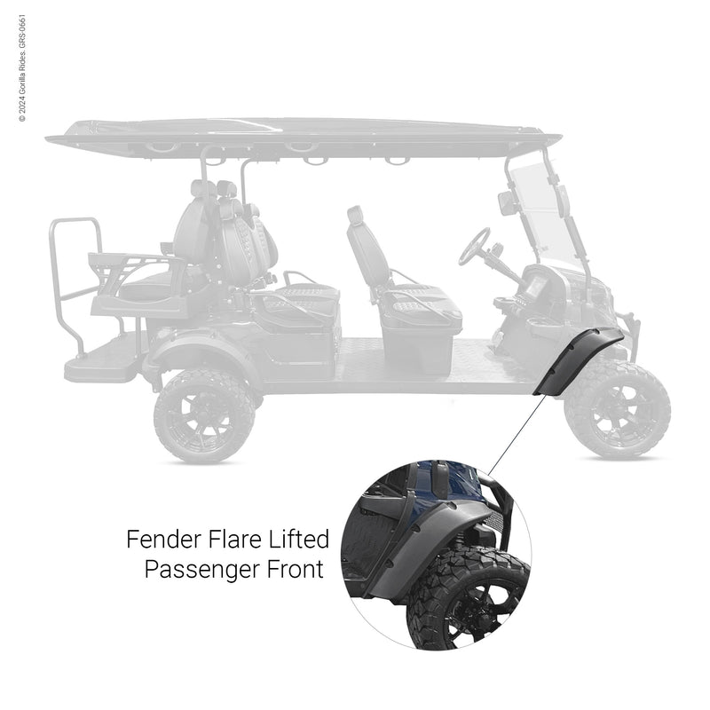 Golf Cart Fender Flare Lifted Passenger Front Fits Gorilla Rides EV G Series and Venom D