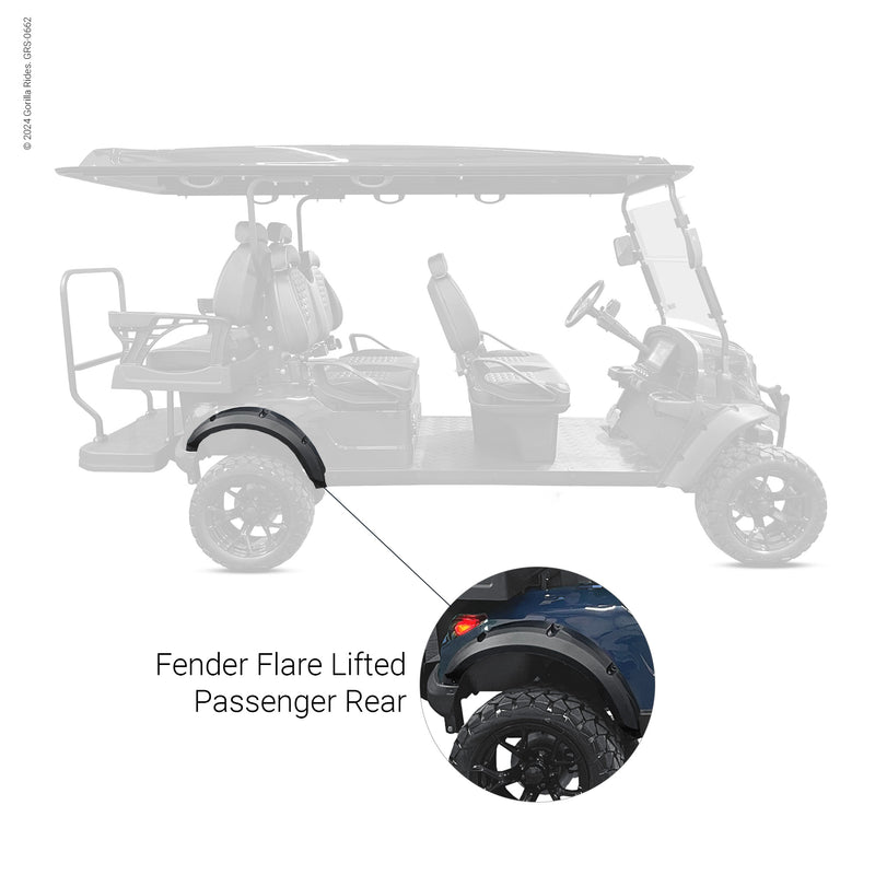 Golf Cart Fender Flare Lifted Passenger Rear Fits Gorilla Rides EV G Series & Venom D.