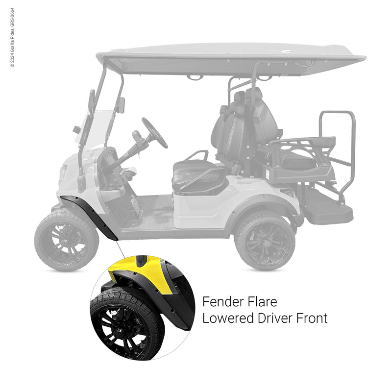 Golf Cart Fender Flare Lowered Driver Front Gorilla Rides EV G Series and Venom D