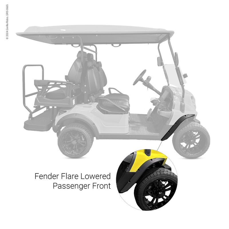 Golf Cart Fender Flare Lowered Passenger Front Gorilla Rides EV G Series and Venom D