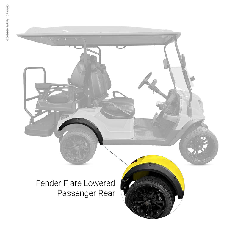 Golf Cart Fender Flare Lowered Passenger Rear Fits Gorilla Rides EV G Series, Venom D, G Wagon and Legion EV