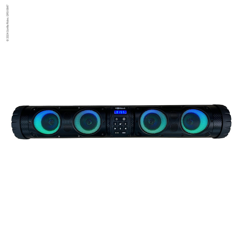 Gorilla Rides EV GS29 500 Watt 29" Bluetooth  Soundbar with a Built in Karaoke Feature, 8 Marine Grade Speakers, LED Party Lights, Waterproof and Mounting Hardware