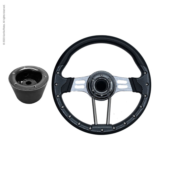 Golf Cart Steering Wheel with Hub Adapter Fits Advanced EV, ICON EV