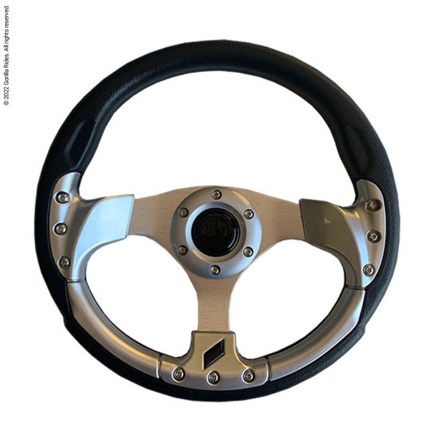 Universal Steering Wheel Silver/Black Side Diamond