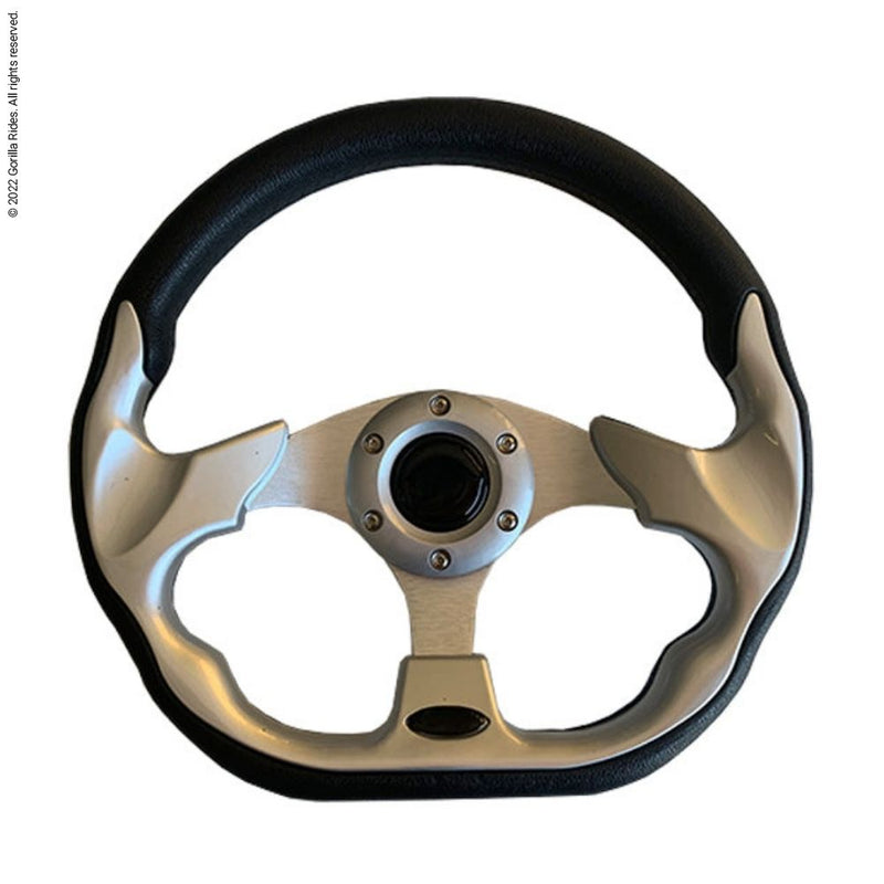 Universal Steering Wheel Silver/Black Sport