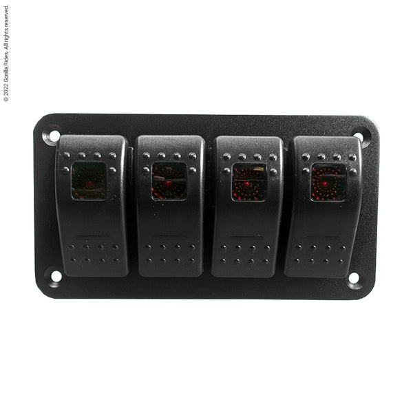 Golf Cart Toggle Switch Cluster  With Red LED Backlights, Four Switches