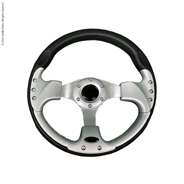 Universal Steering Wheel Silver/Black Oval